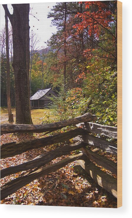 Cabin Wood Print featuring the photograph Smoky Mountain Log Cabin by Bob Decker