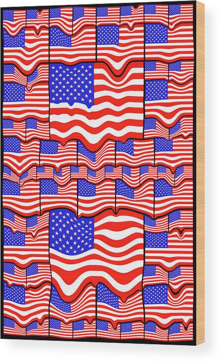America Wood Print featuring the digital art Soft American Flags by Mike McGlothlen