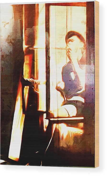 Song Wood Print featuring the digital art Songwriter at the Window by Andrea Barbieri