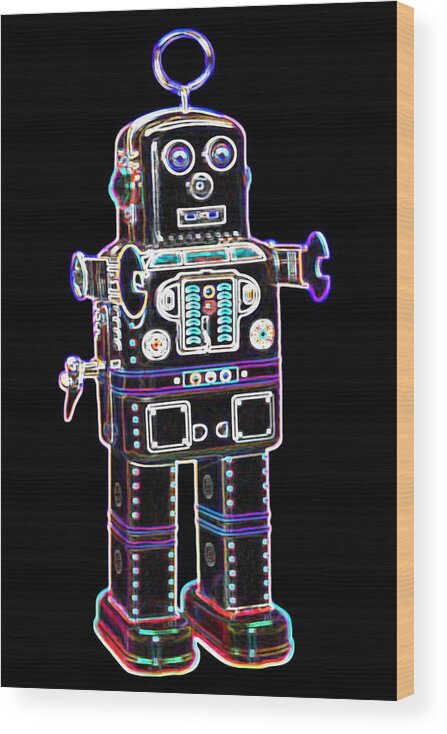 Robot Wood Print featuring the digital art Spaceman Robot by DB Artist