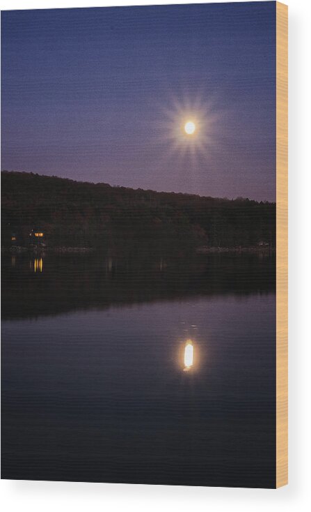 Spofford Lake New Hampshire Wood Print featuring the photograph Spofford Super Moon by Tom Singleton