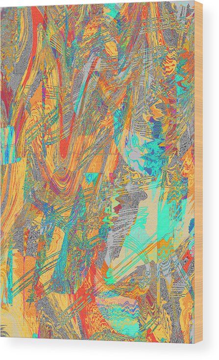 Abstract Wood Print featuring the digital art Spring Jazz by Stephanie Grant