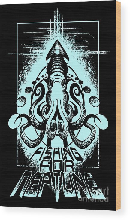 Tony Koehl Wood Print featuring the digital art Squid by Tony Koehl