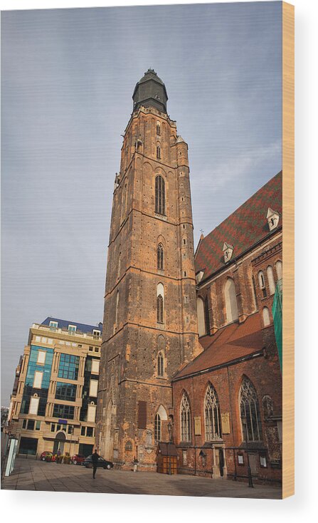 Wroclaw Wood Print featuring the photograph St. Elizabeth's Church Tower in Wroclaw by Artur Bogacki
