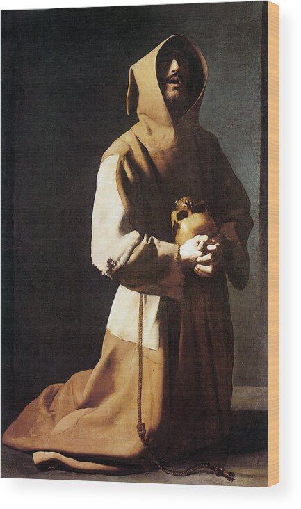 Francisco De Zurbaran Wood Print featuring the photograph St. Francis Kneeling by Francisco de Zurbaran