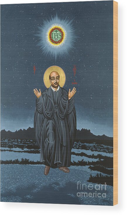 St. Ignatius Wood Print featuring the painting St. Ignatius in Prayer Beneath the Stars 137 by William Hart McNichols