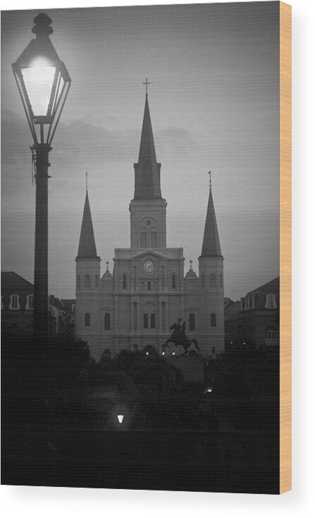 St. Louis Wood Print featuring the photograph St. Louis Cathedral at Dawn by Daniel Ray