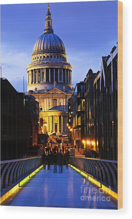 Saint Wood Print featuring the photograph St. Paul's Cathedral from Millennium Bridge by Elena Elisseeva