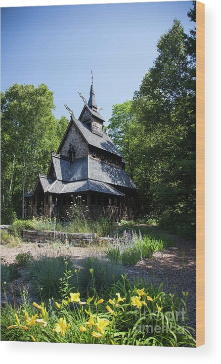Stavkirke Wood Print featuring the photograph Stavkirke Church by Timothy Johnson