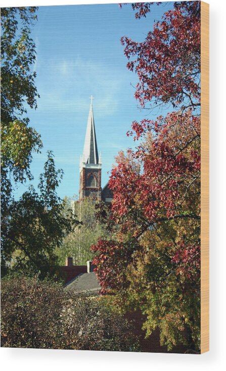 Church Wood Print featuring the photograph Steeple at Harprs Ferry by Rebecca Smith