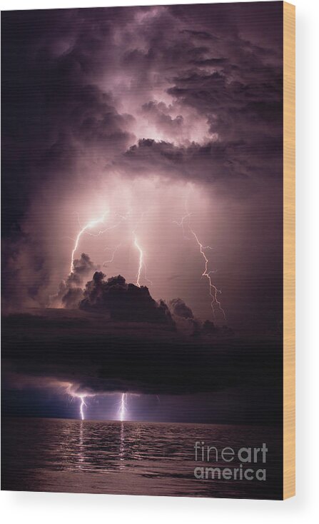 Lightning Wood Print featuring the photograph Stormy Sky by Quinn Sedam