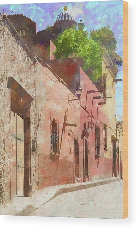 Mexico Wood Print featuring the photograph Street in San Miguel de Allende 1 by Rob Huntley