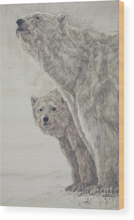 Polar Bear Wood Print featuring the painting Successors by Patricia A Griffin