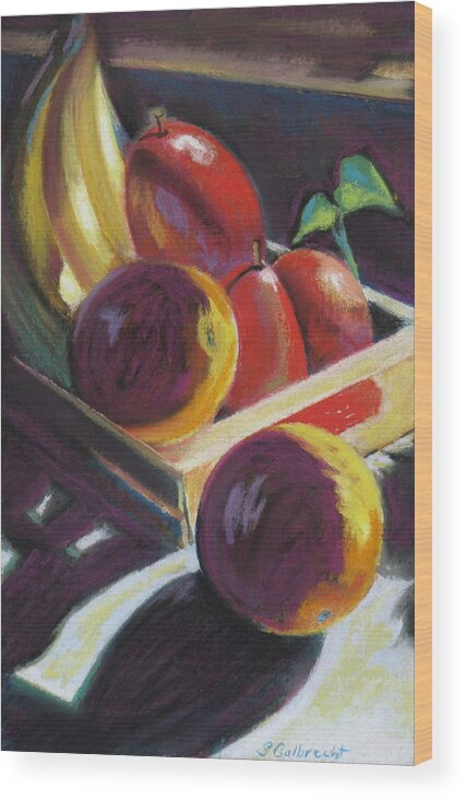 Fruit Wood Print featuring the painting Sunlight on Fruit by Shirley Galbrecht