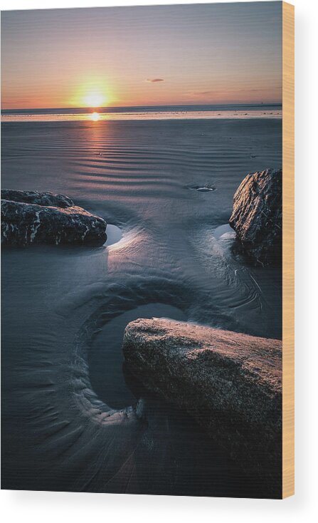 Beach Wood Print featuring the photograph Sunrise in Bull Island - Dublin, Ireland - Seascape photography by Giuseppe Milo