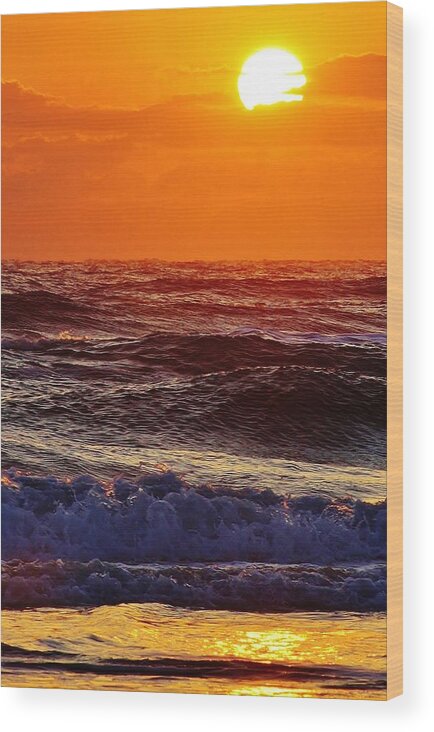 Ocean Wood Print featuring the photograph Sunrise on the Atlantic by Bruce Bley