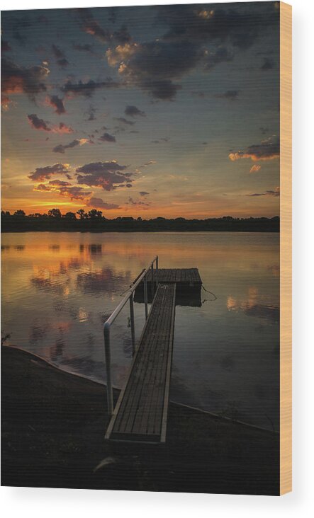 Sunrise Wood Print featuring the photograph Sunrise Over Stuber's Dock v by Jeff Phillippi