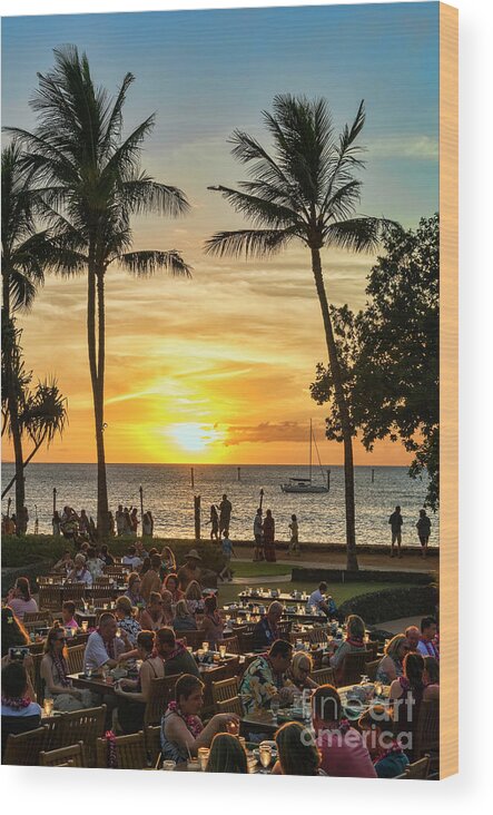 Sunset Wood Print featuring the photograph Sunset At Old Lahina Luau #2 by Eddie Yerkish