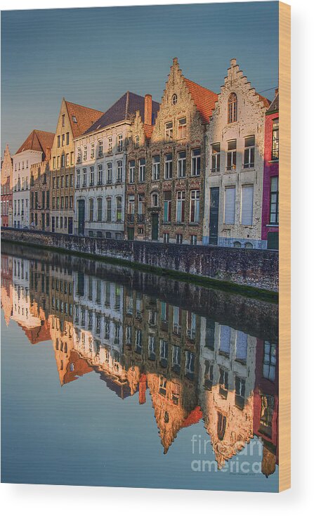 Bruges Wood Print featuring the photograph Sunset in Bruges by Peter Kennett