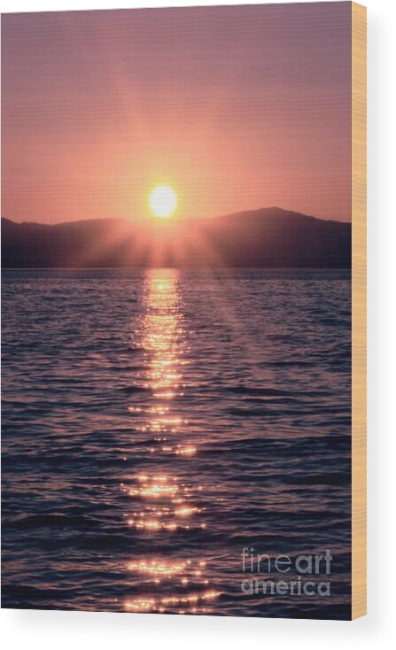 Lake Tahoe Wood Print featuring the photograph Sunset Lake Verticle by Joe Lach