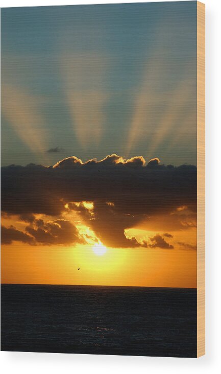 Sunset Wood Print featuring the photograph Sunset Rays by Val Jolley