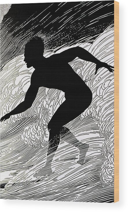 1930 Wood Print featuring the painting Surfer by Hawaiian Legacy Archive - Printscapes
