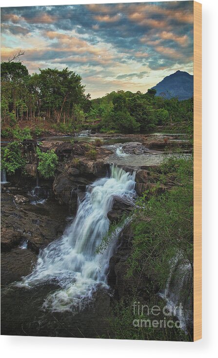 Waterfall Wood Print featuring the photograph Tad Lo Waterfall, Bolaven Plateau, Champasak Province, Laos by Sam Antonio