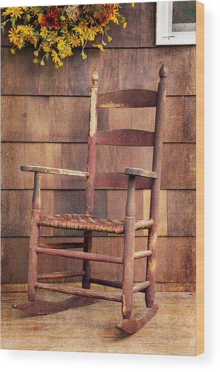 Tappan Wood Print featuring the photograph Tappan Chairs Rocker, Sandwich, NH by Betty Denise