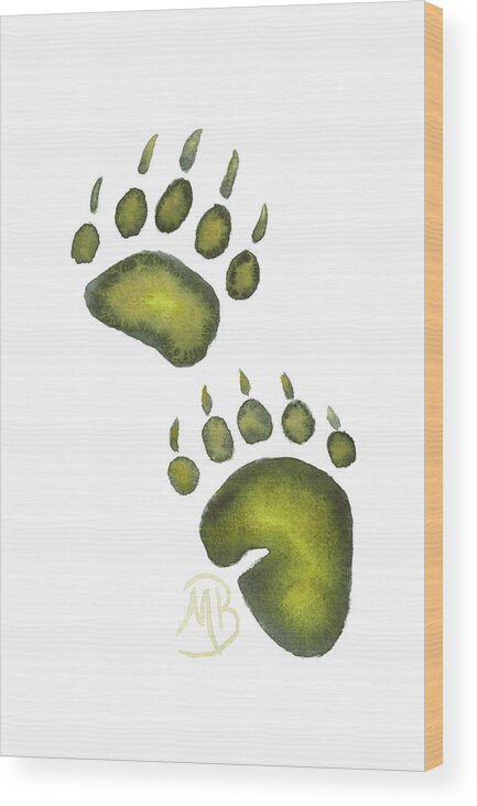 Bear Wood Print featuring the painting Tread Lightly by Monica Burnette