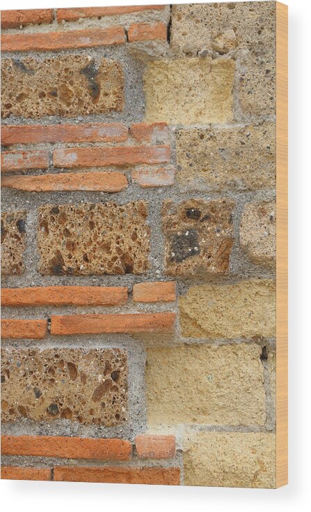 Stone Wood Print featuring the photograph Textural Antiquities Herculaneum Wall Seven by Laura Davis