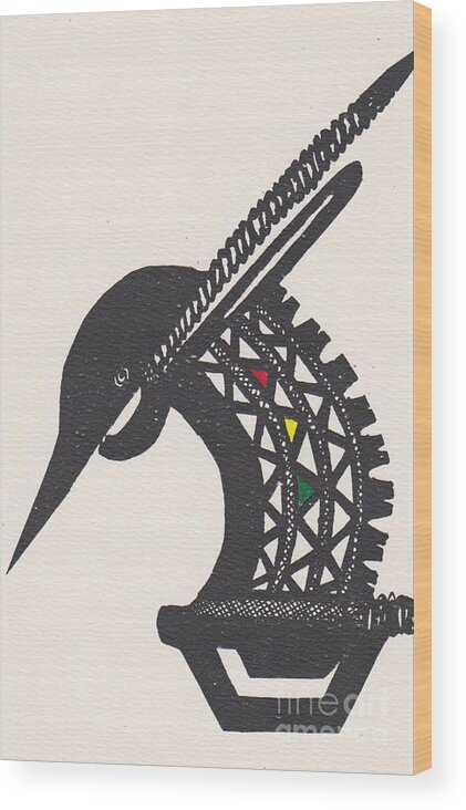 Buck Wood Print featuring the drawing The Buck of the Bambara tribe by Mia Alexander