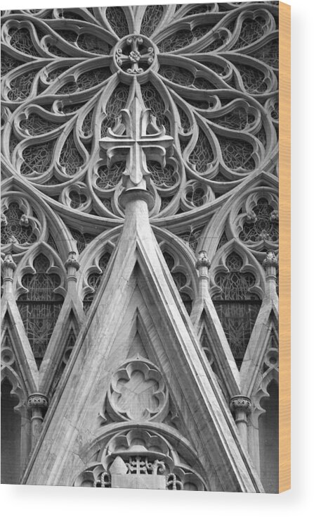 Cathedral Of St. Patrick Wood Print featuring the photograph The Cathedral of St. Patrick Close Up by Michael Dorn