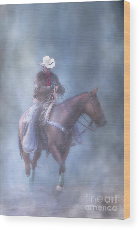 The Cowboy Way Vertical Wood Print featuring the digital art The Cowboy Way Vertical Ver Two by Randy Steele