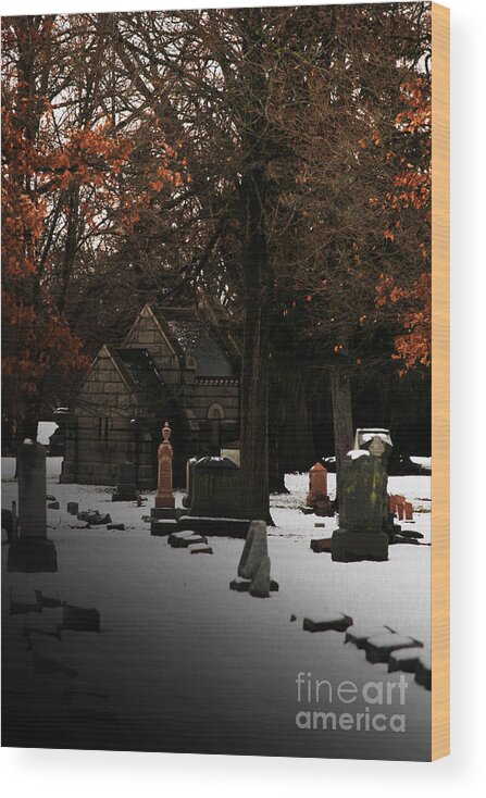 Cemetery Wood Print featuring the photograph The Crossing by Linda Shafer