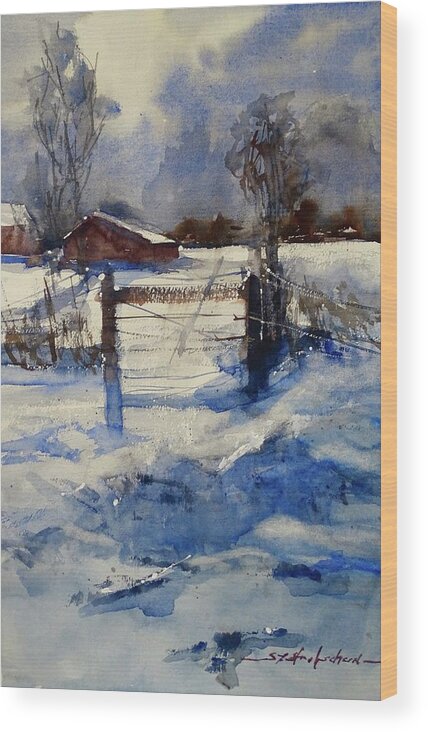 Farm Wood Print featuring the painting The Farm on Barry by Sandra Strohschein
