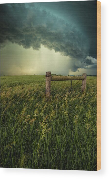 Shelf Cloud Wood Print featuring the photograph The Frayed Ends Of Sanity by Aaron J Groen