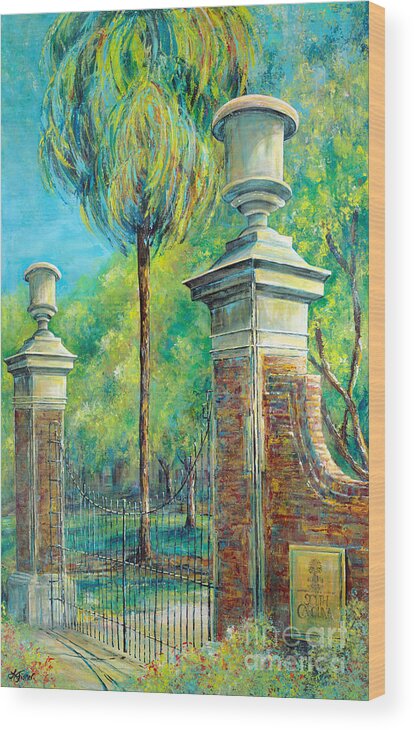 University Of South Carolina Wood Print featuring the painting The Gates of the Horseshoe I by Lindsey Fisher