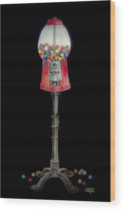 Gum Wood Print featuring the mixed media The Gumball Machine by Arline Wagner