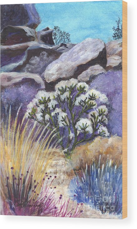 Desert Wood Print featuring the painting The Joshua Tree by Carol Wisniewski
