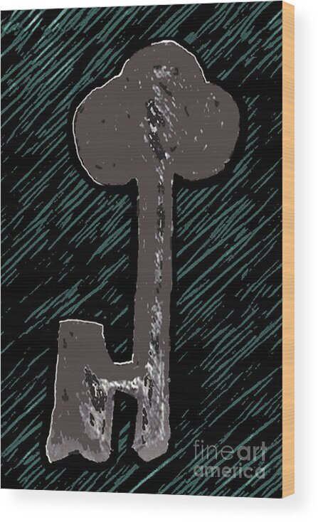 The Key Wood Print featuring the digital art The Key - Green by Curtis Sikes