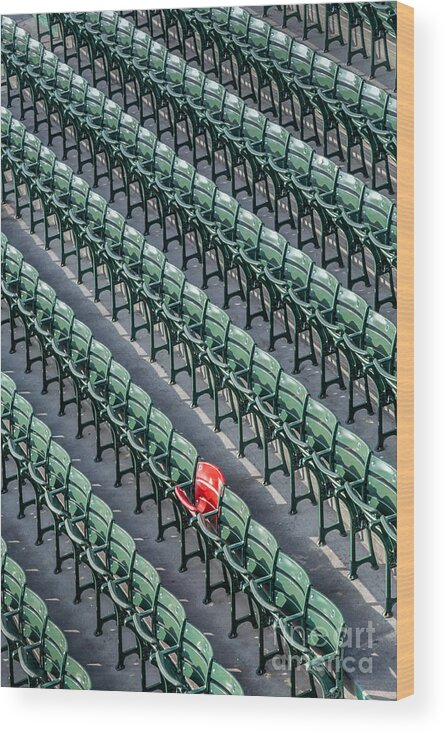 Fenway Park Wood Print featuring the photograph The Legendary Red Seat at Fenway Park by Dawna Moore Photography