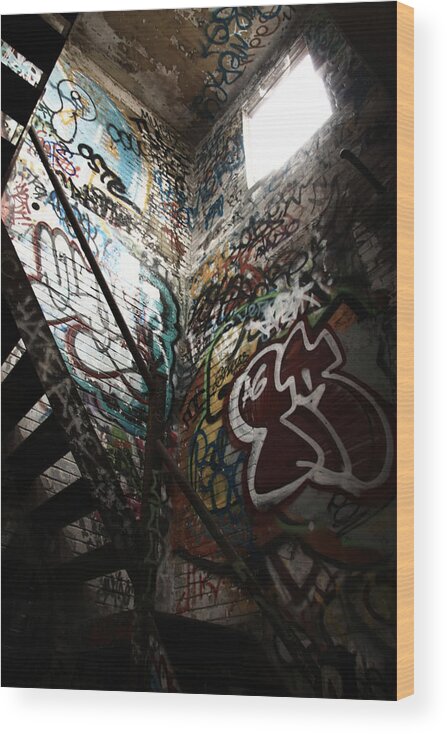 Graffiti Wood Print featuring the photograph The Only Way Out by Kreddible Trout