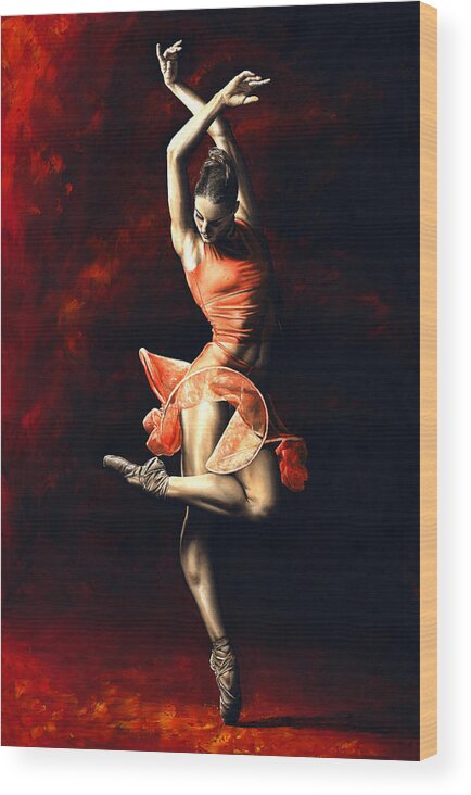 Dancer Wood Print featuring the painting The Passion of Dance by Richard Young