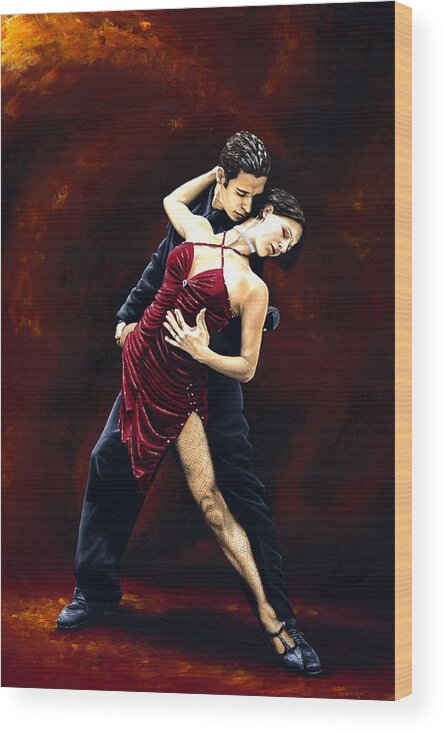 Tango Wood Print featuring the painting The Passion of Tango by Richard Young