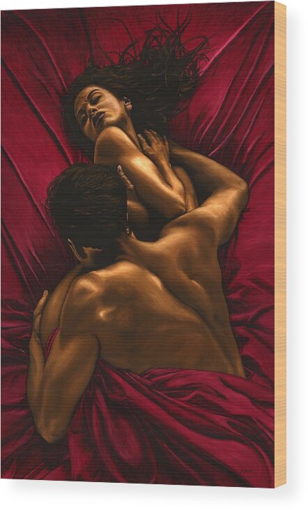 Nude Wood Print featuring the painting The Passion by Richard Young