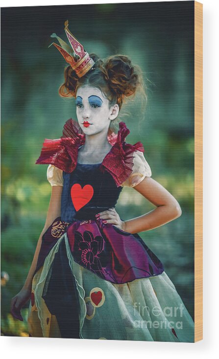 Art Wood Print featuring the photograph The Queen of Hearts Alice in Wonderland by Dimitar Hristov