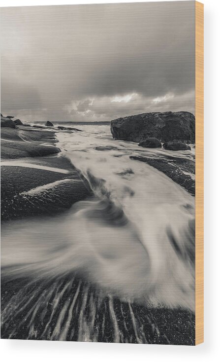 Rush Wood Print featuring the photograph The Rush of the North Sea by Alex Lapidus
