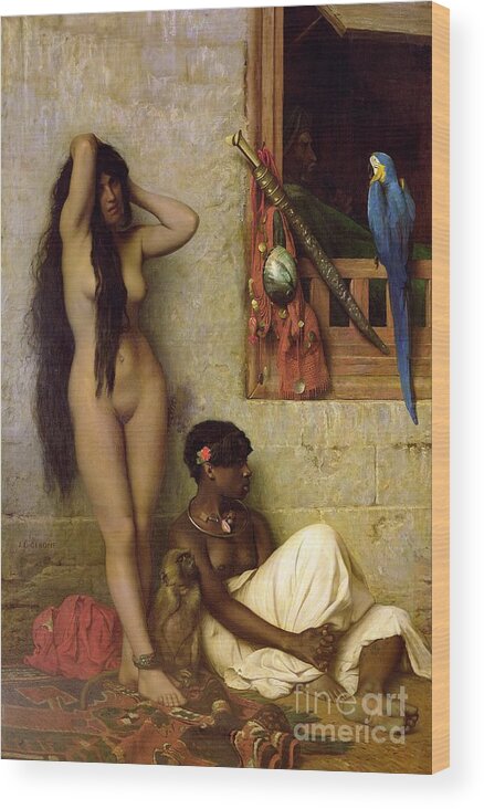 The Wood Print featuring the painting The Slave for Sale by Jean Leon Gerome