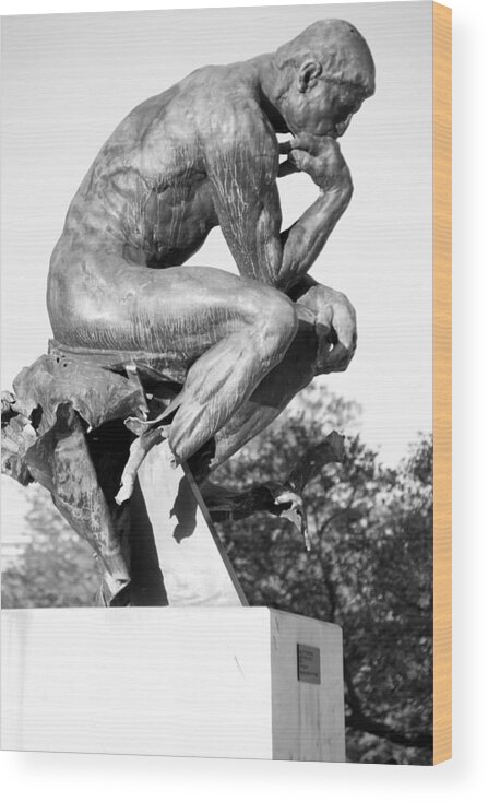 Rodin Wood Print featuring the photograph The Thinker vandalized by Valerie Collins