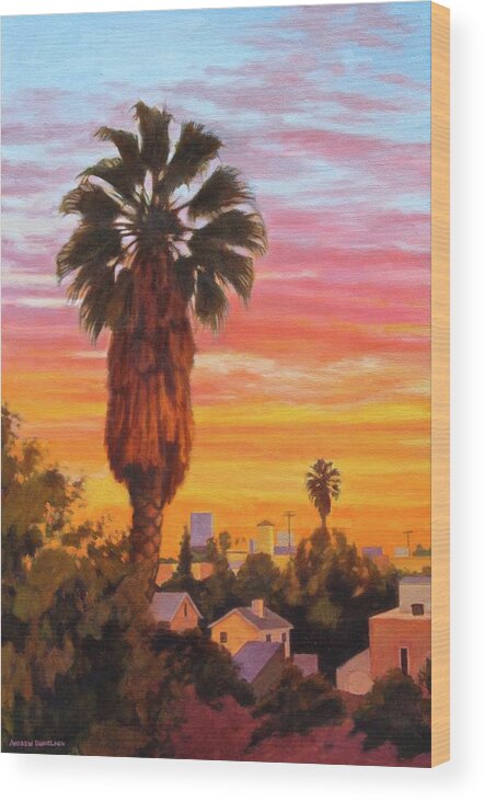 Los Angeles Wood Print featuring the painting The Urban Jungle by Andrew Danielsen